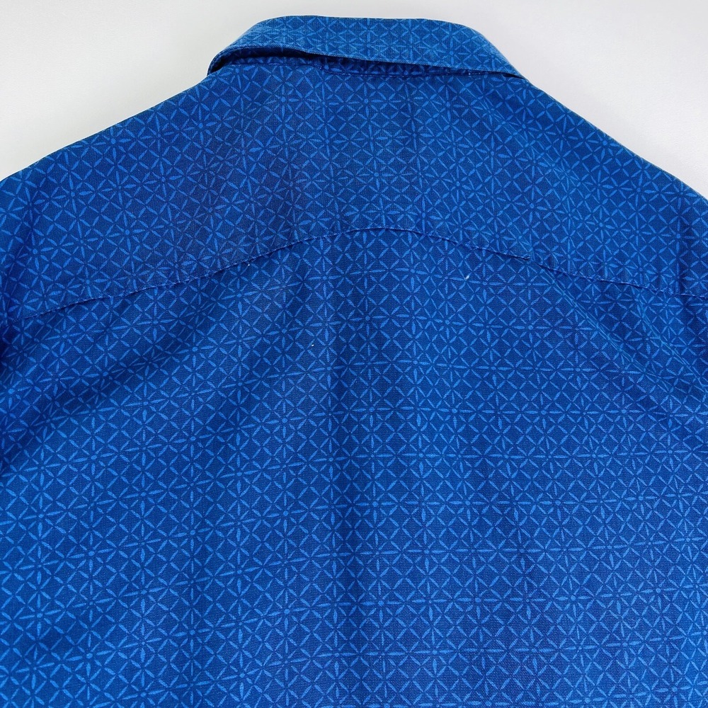 Nat Nast Blue w/ Print All Over Silk Cotton S/S Button Down Mens Size XL - Picture 6 of 6
